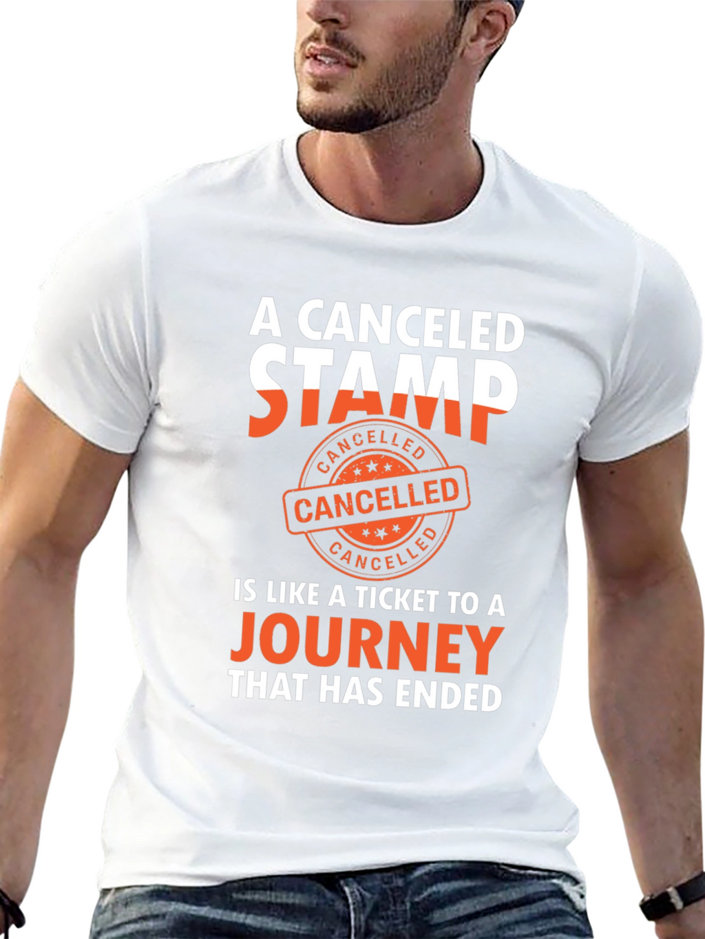 Canceled Stamp Journey Black T-Shirt