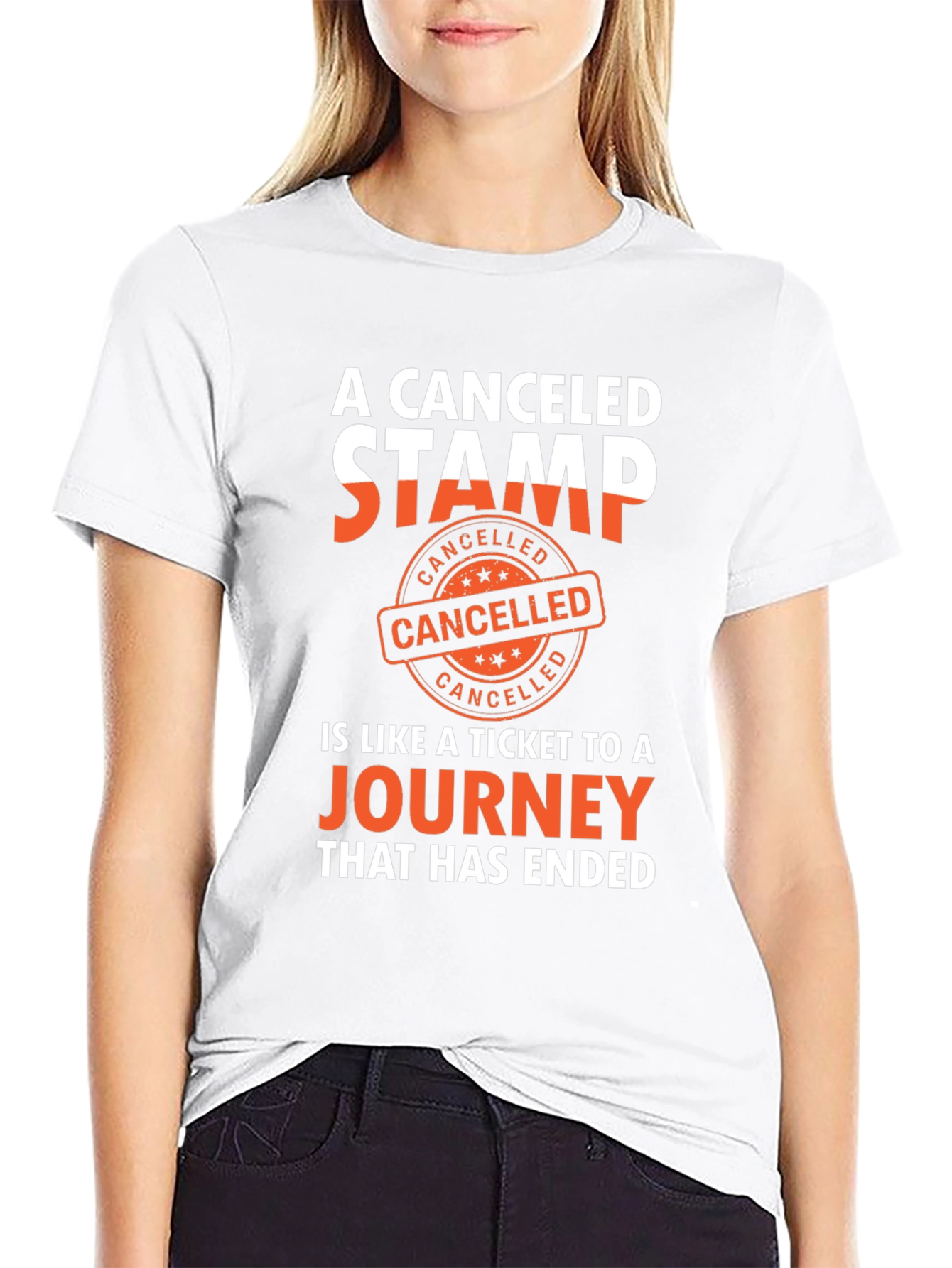 Canceled Stamp Journey Black T-Shirt