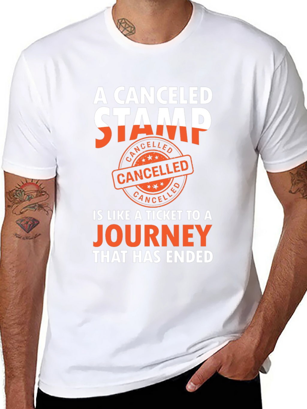 Canceled Stamp Journey Black T-Shirt