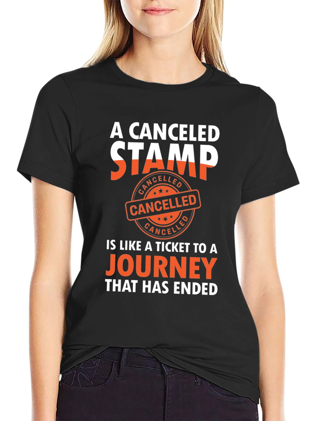Canceled Stamp Journey Black T-Shirt