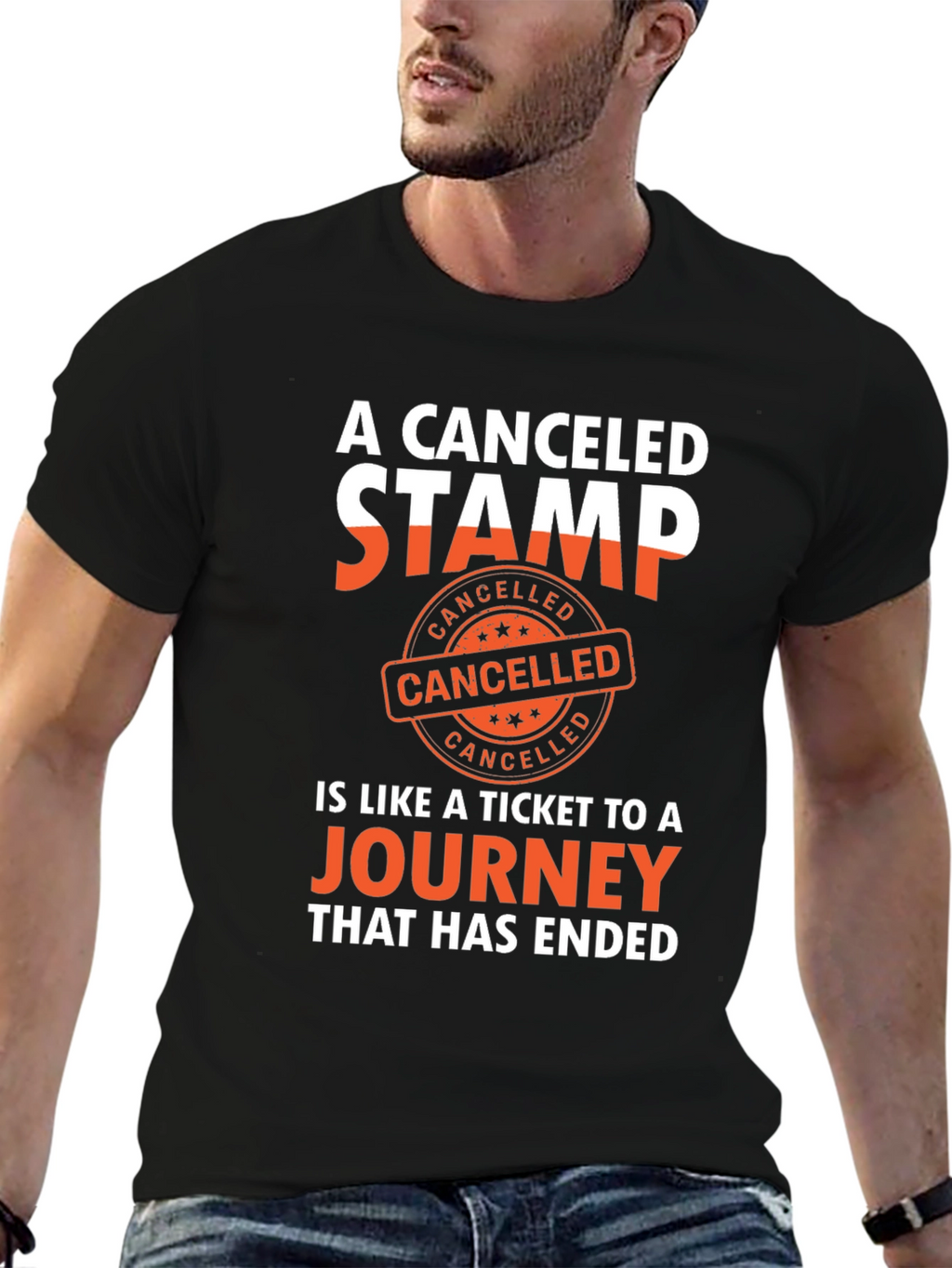 Canceled Stamp Journey Black T-Shirt