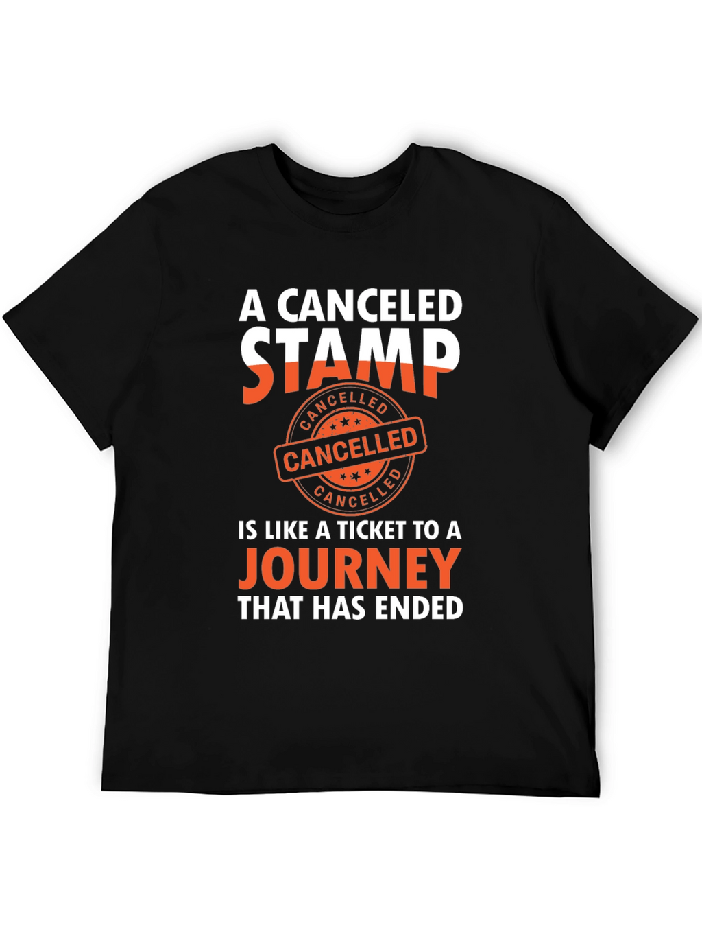 Canceled Stamp Journey Black T-Shirt