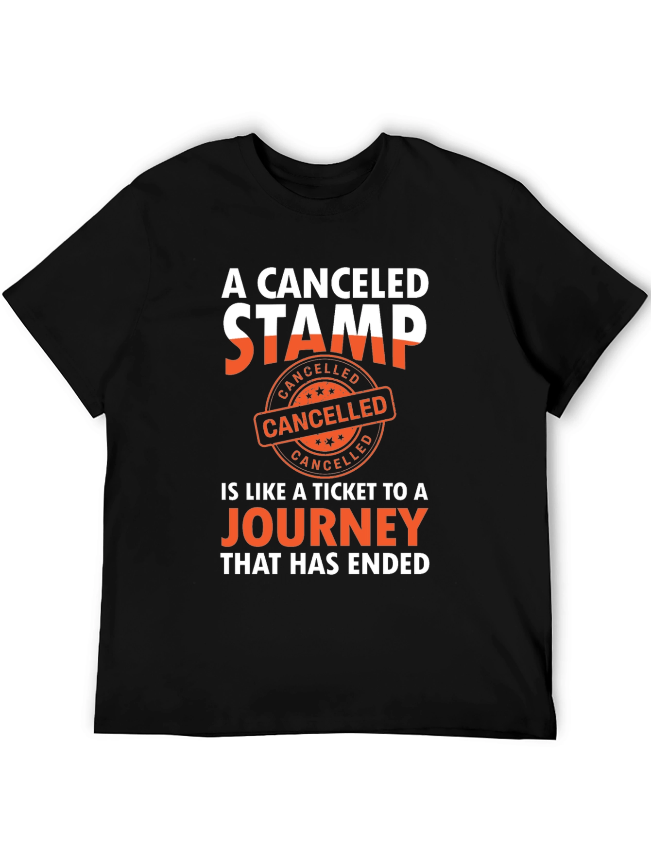 Canceled Stamp Journey Black T-Shirt