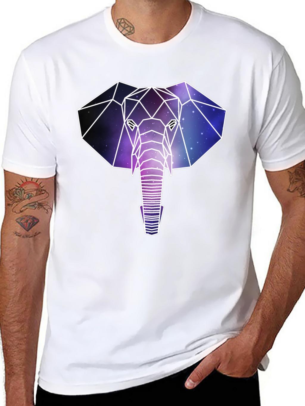 Geometric Galaxy Elephant T-Shirt
