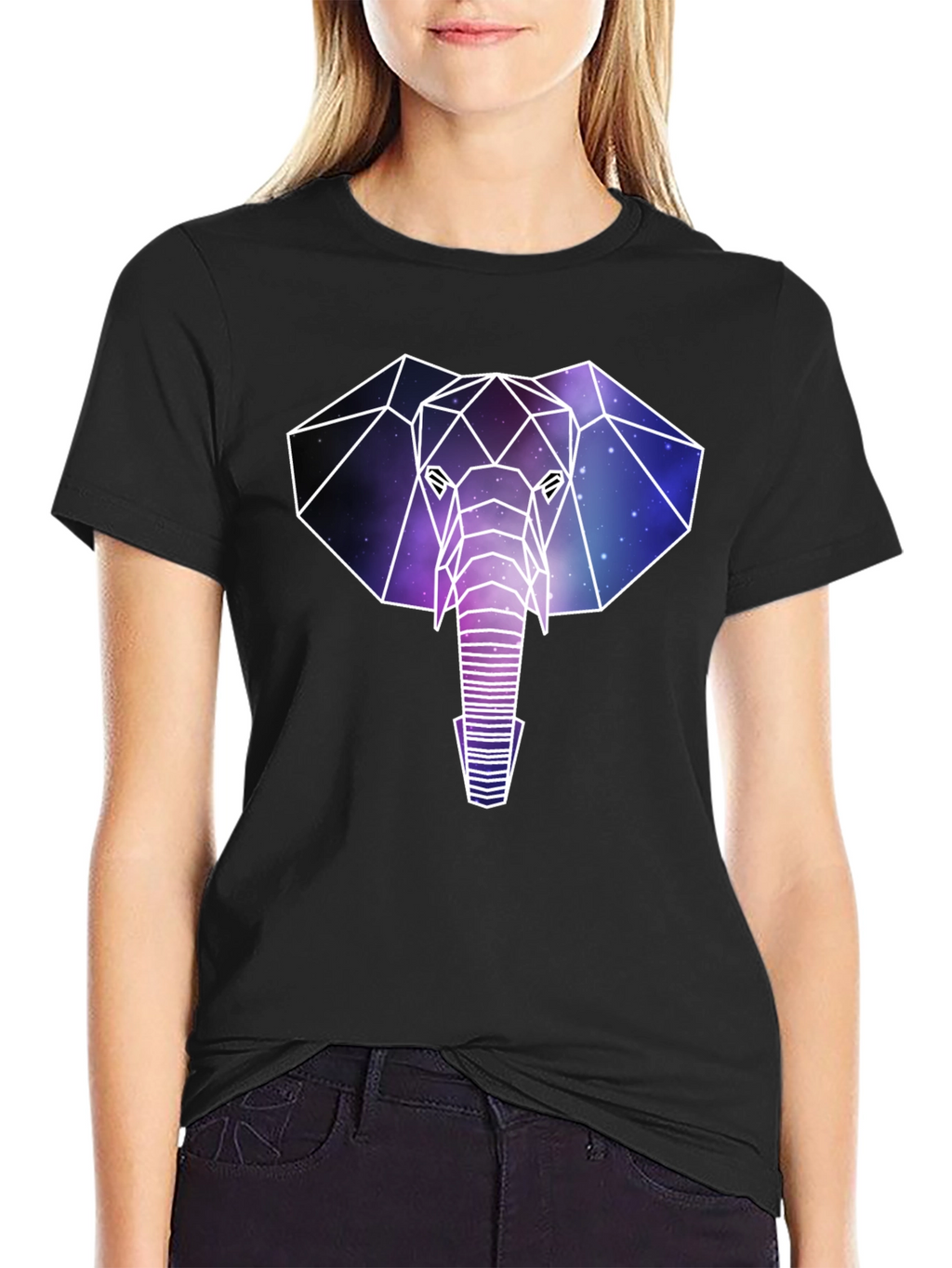 Geometric Galaxy Elephant T-Shirt