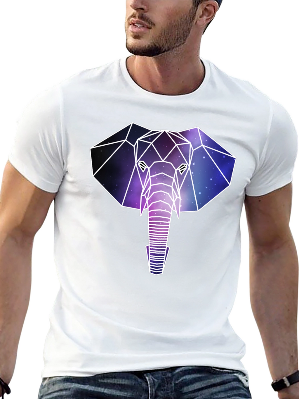 Geometric Galaxy Elephant T-Shirt