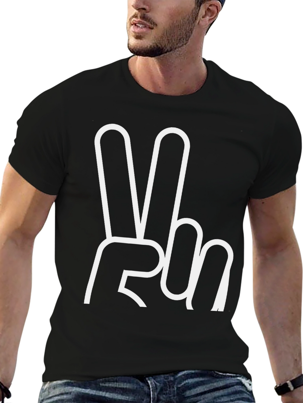 Peace Sign Graphic T-Shirt - Casual Black Tee