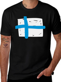 Black T-Shirt with Blue Cross Graphic