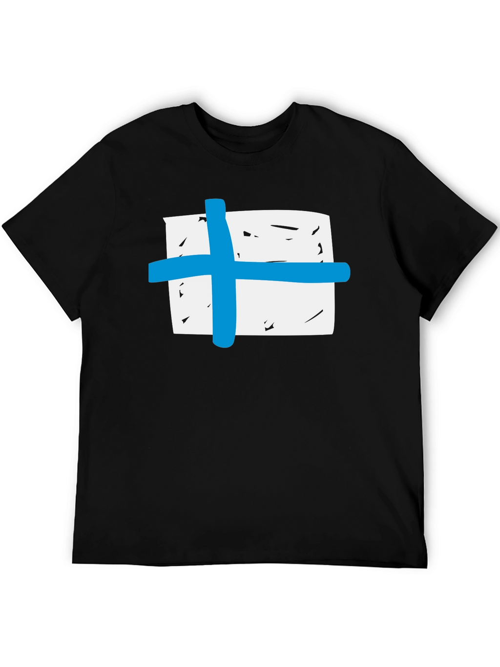 Black T-Shirt with Blue Cross Graphic