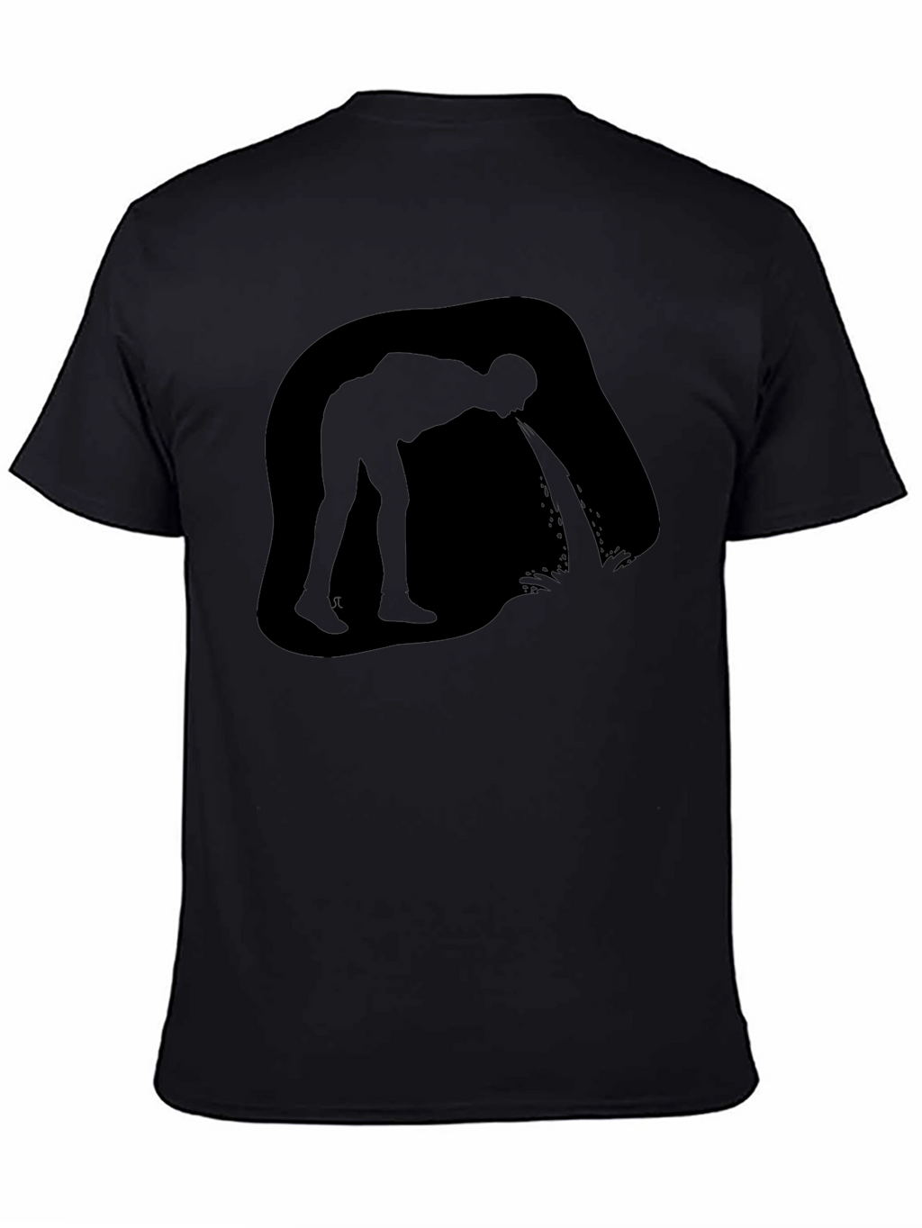 Puking Man Silhouette Graphic T-Shirt - Black