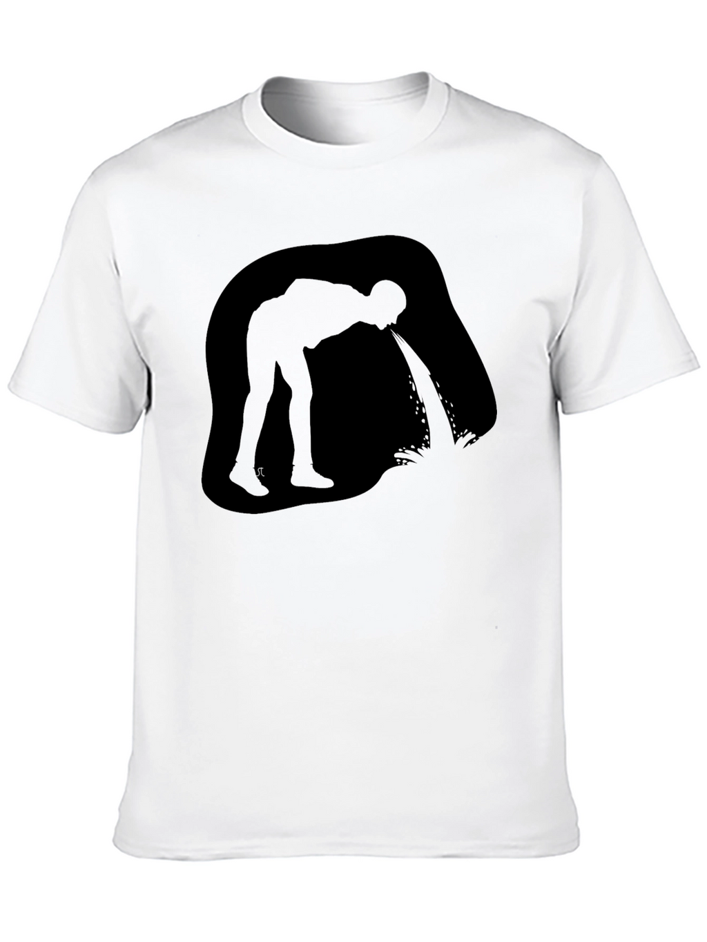 Puking Man Silhouette Graphic T-Shirt - Black