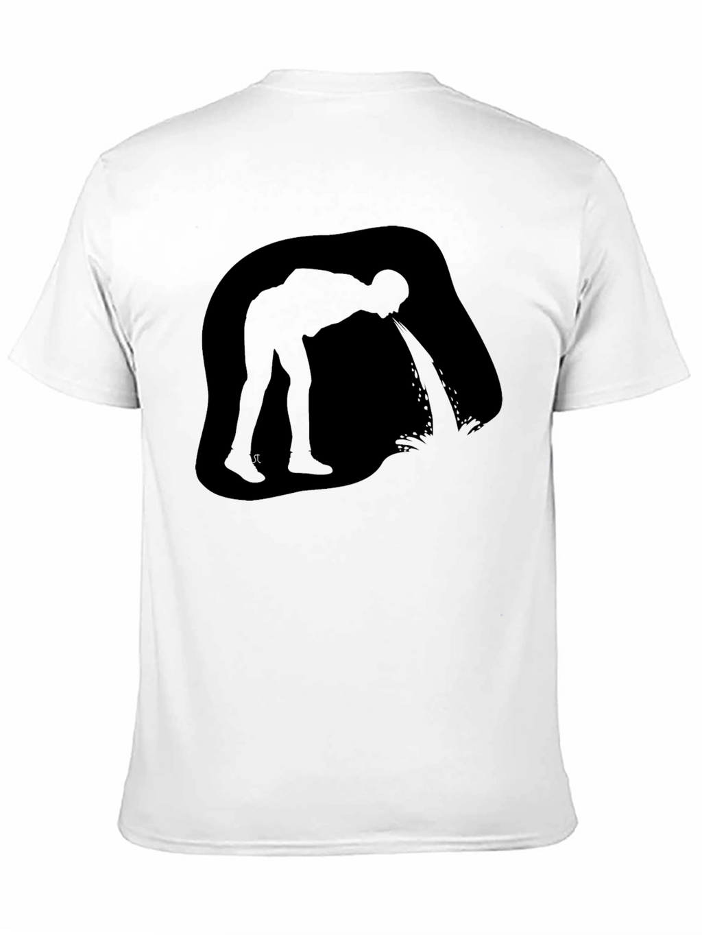Puking Man Silhouette Graphic T-Shirt - Black