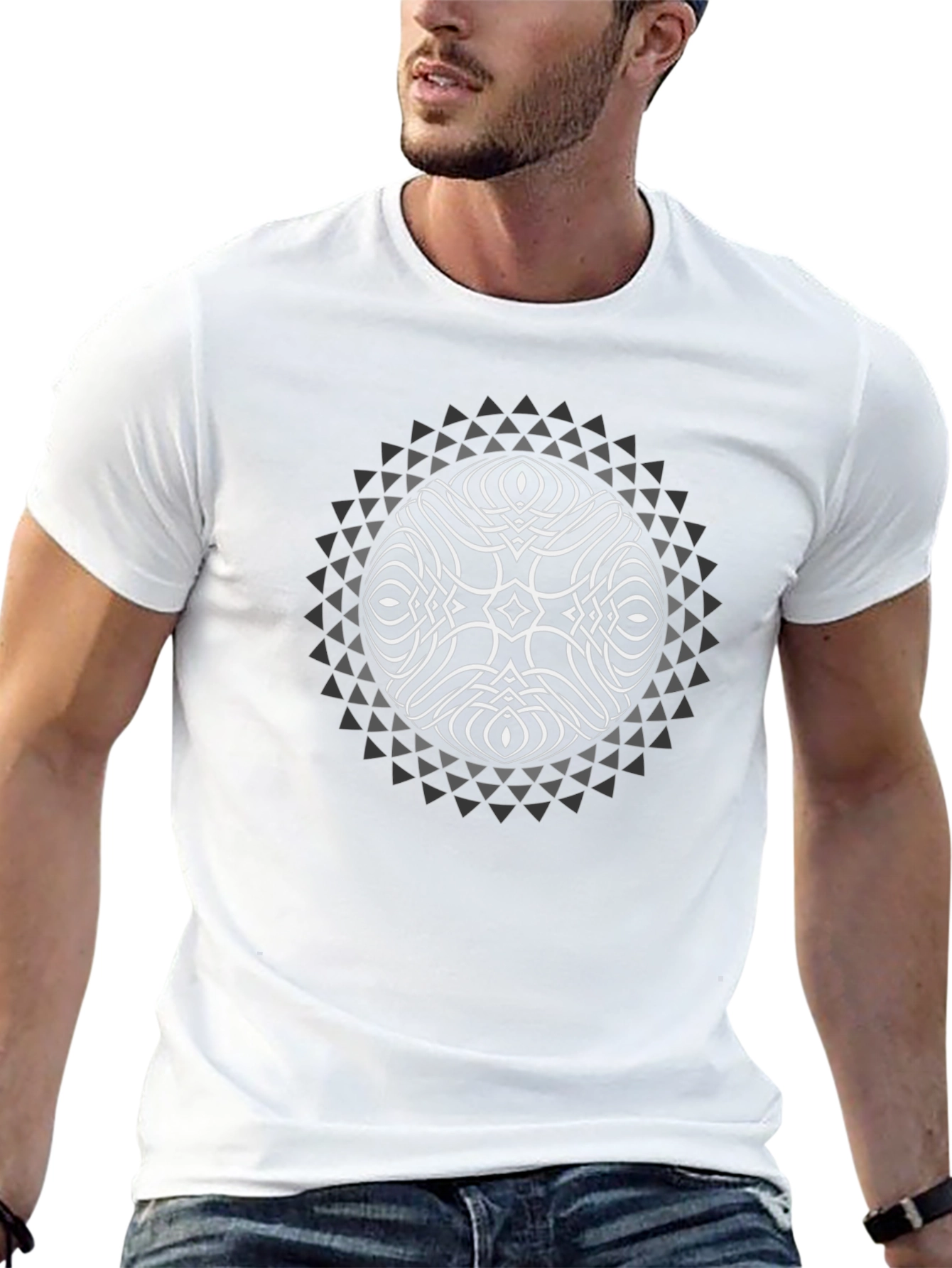 Geometric Orb Graphic T-Shirt - Black
