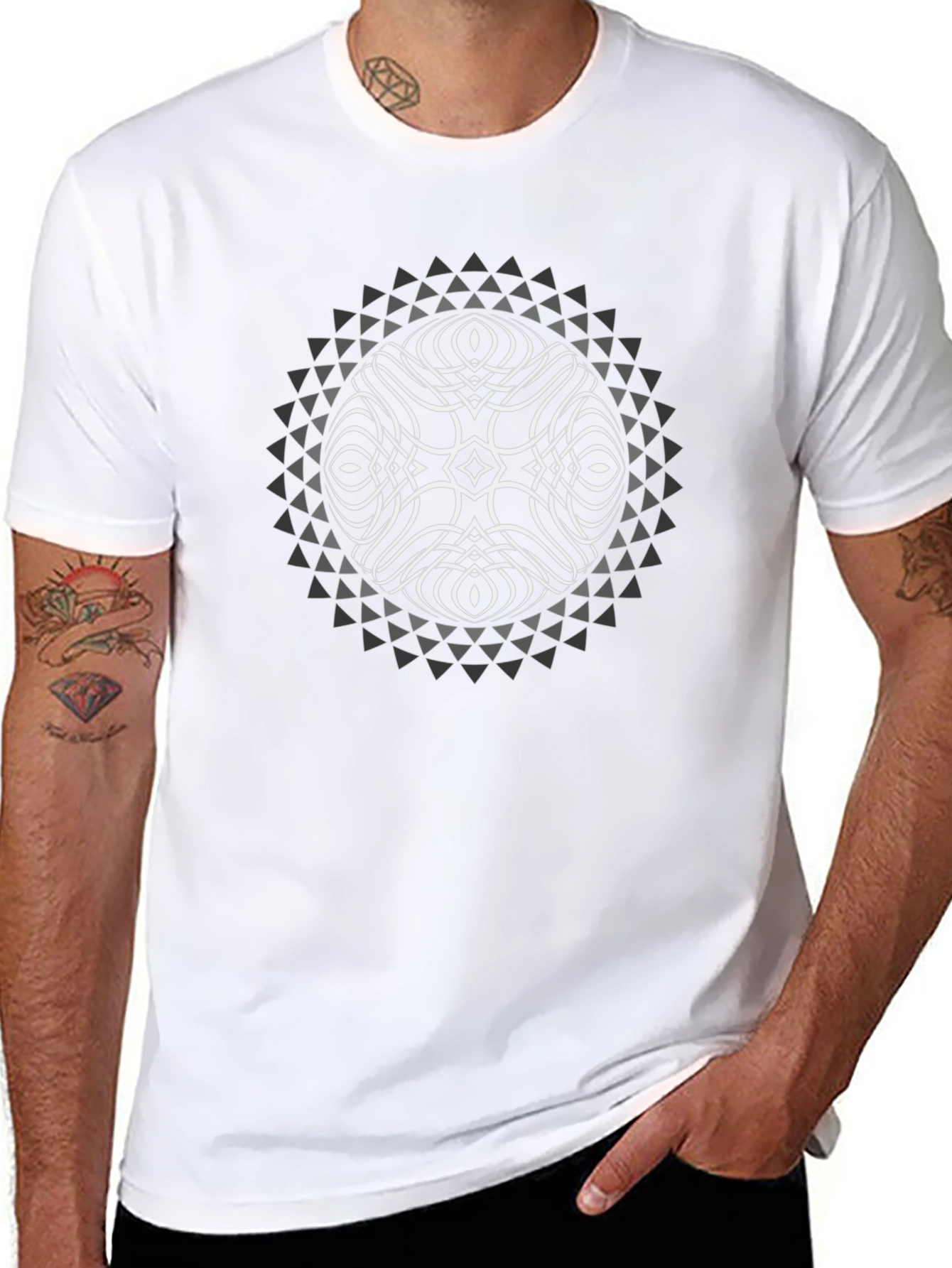 Geometric Orb Graphic T-Shirt - Black