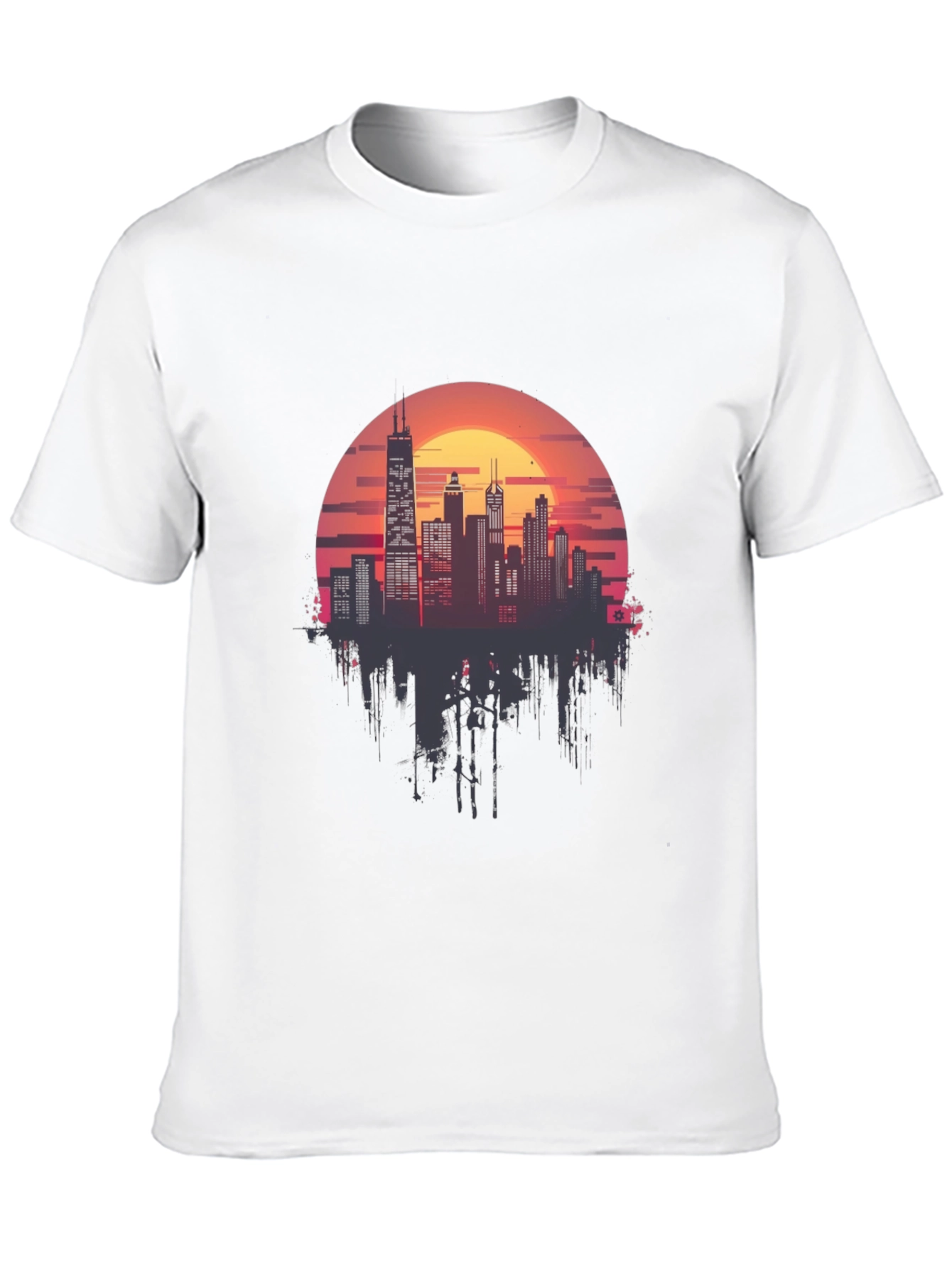 Sunset Cityscape Graphic Tee - Retro Style