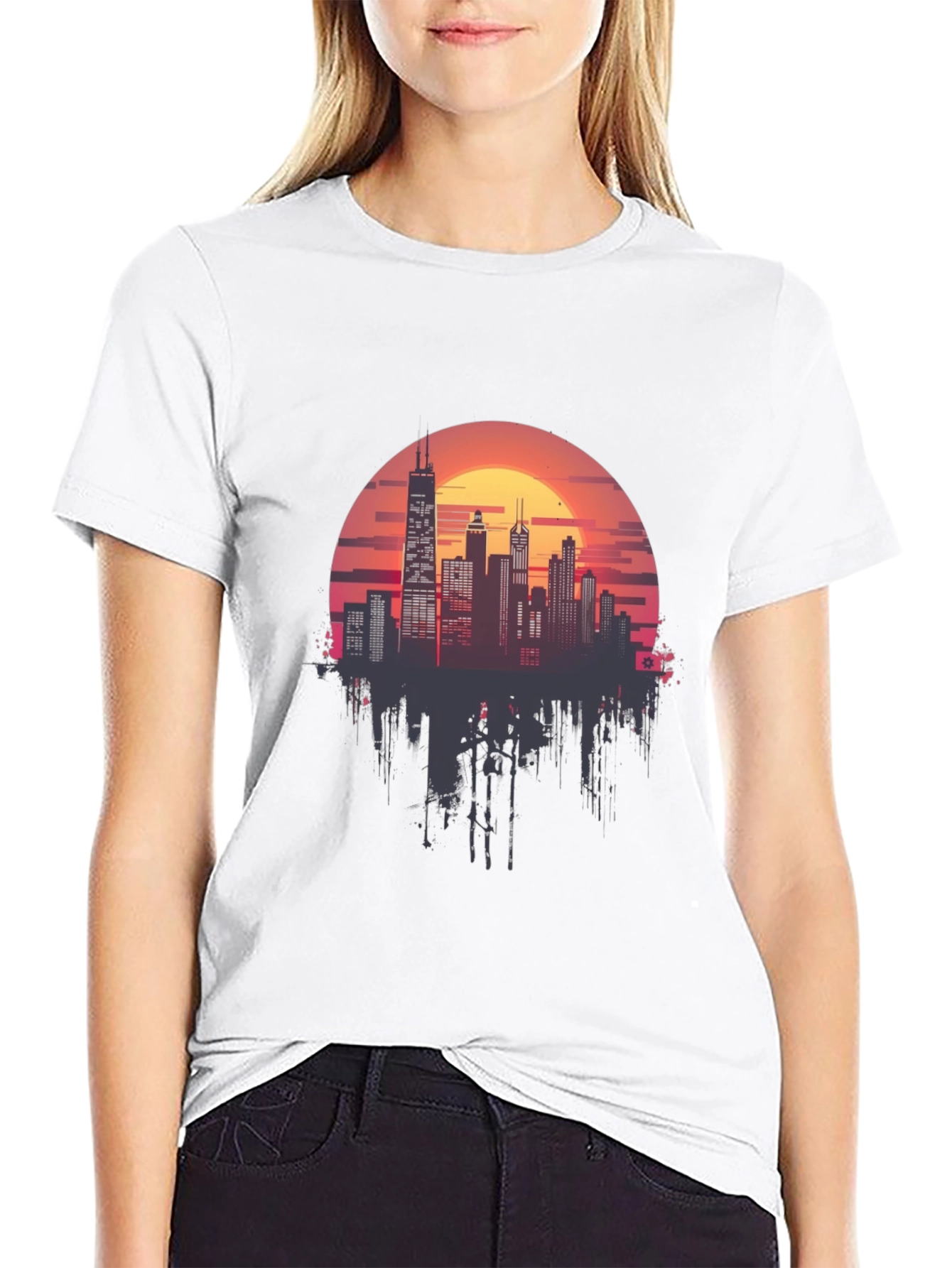Sunset Cityscape Graphic Tee - Retro Style