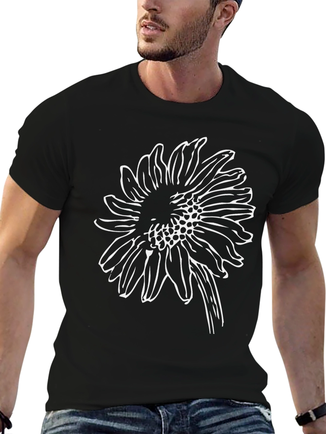 Black Sunflower Graphic Tee - Stylish & Comfortable