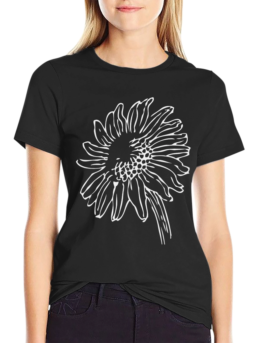 Black Sunflower Graphic Tee - Stylish & Comfortable