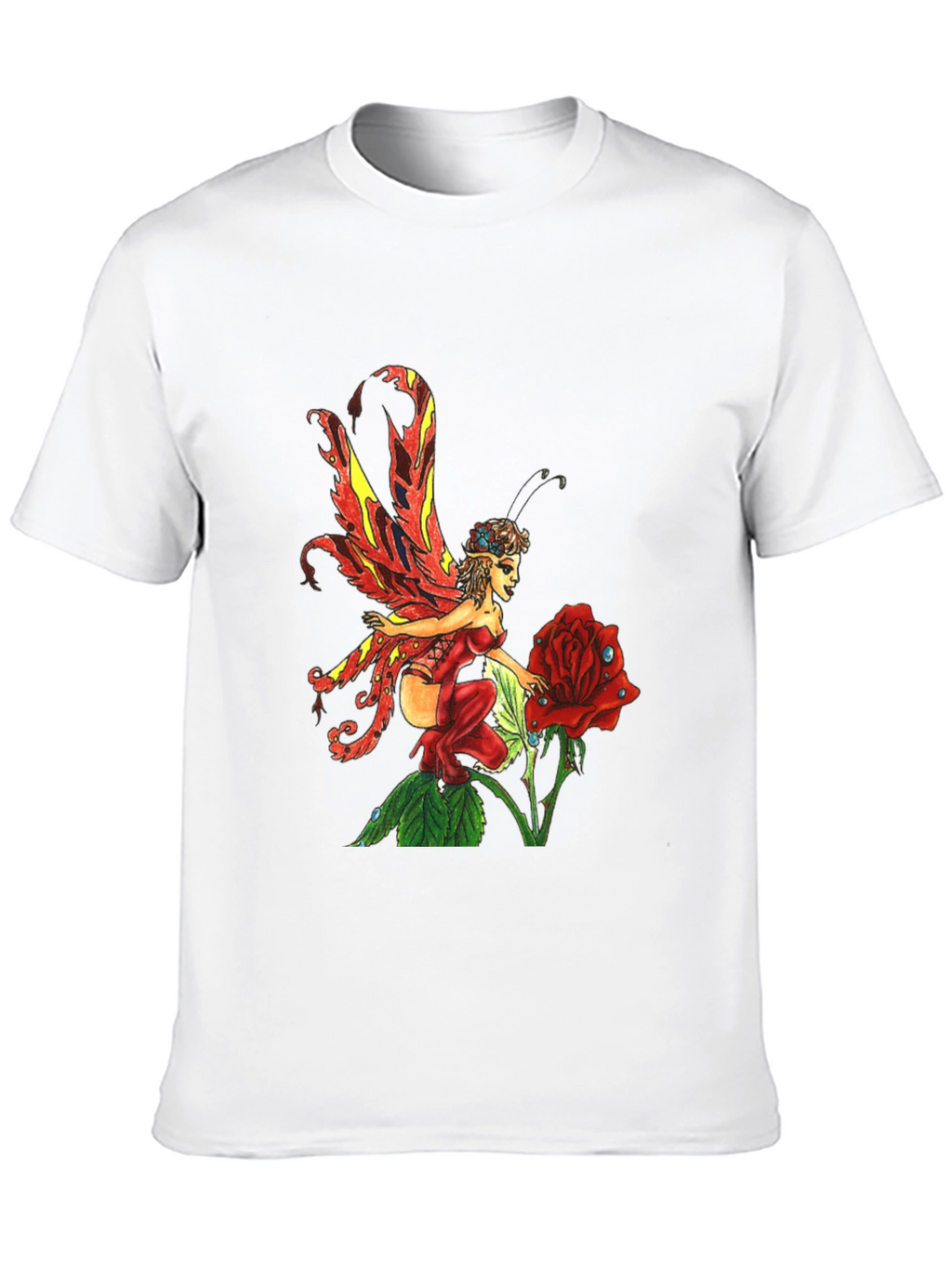 Fairy and Rose Graphic T-Shirt - Black