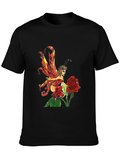 Fairy and Rose Graphic T-Shirt - Black