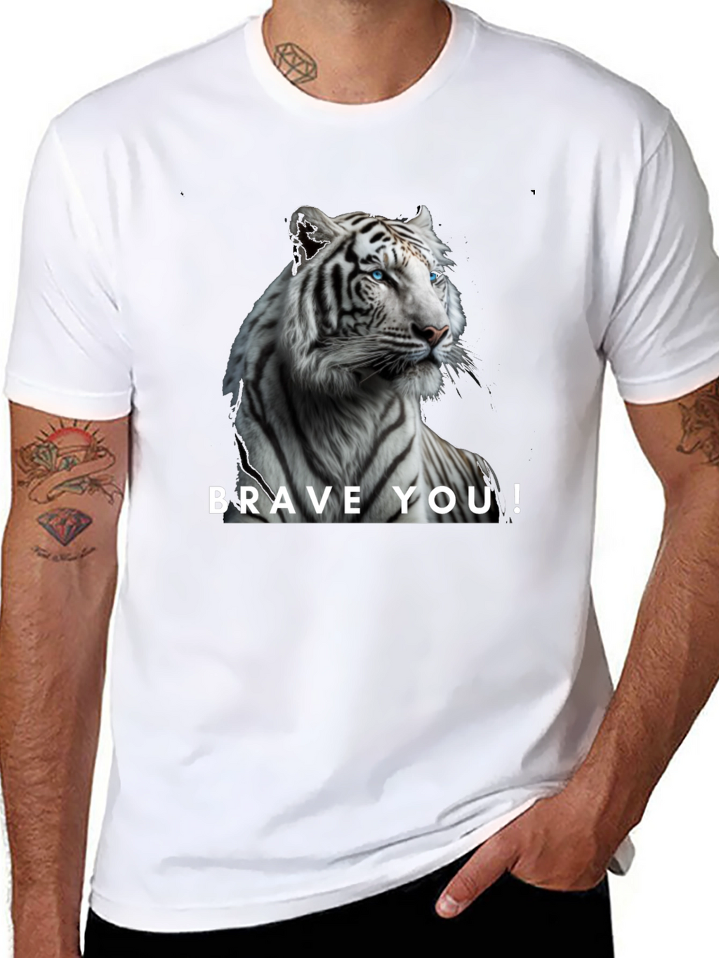 Brave You! White Tiger Graphic Tee