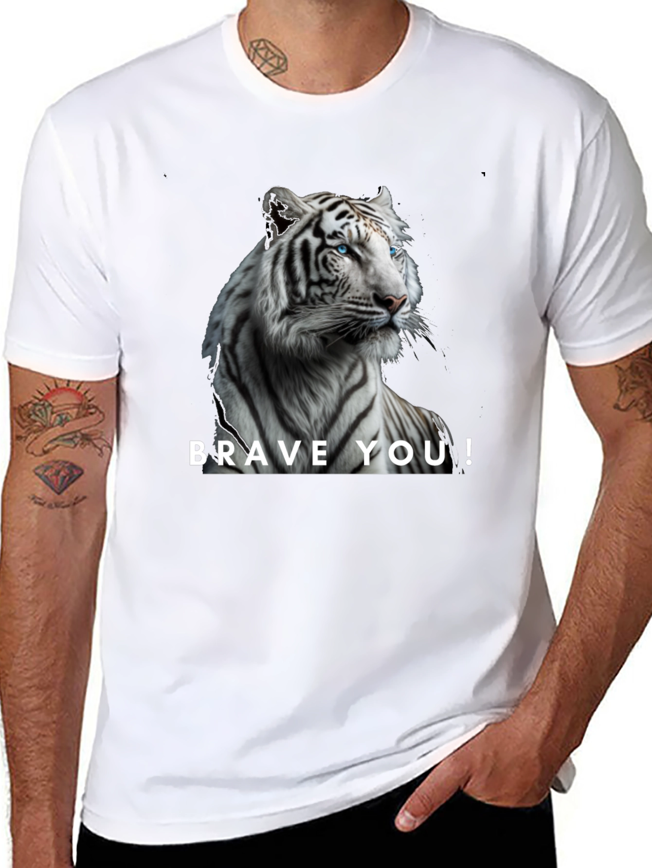 Brave You! White Tiger Graphic Tee