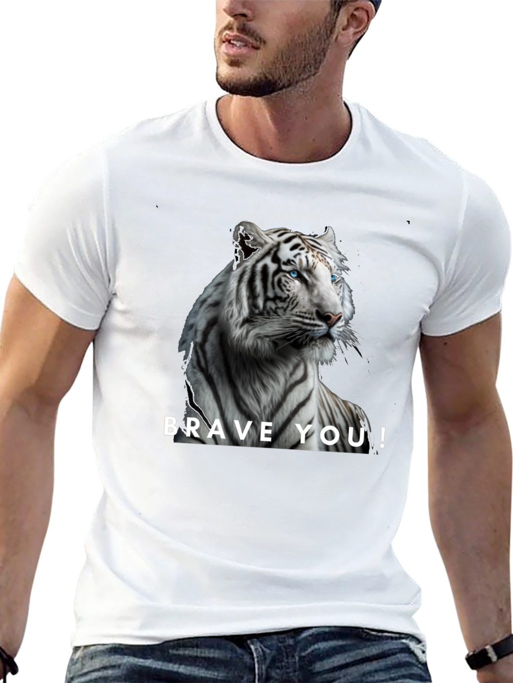 Brave You! White Tiger Graphic Tee