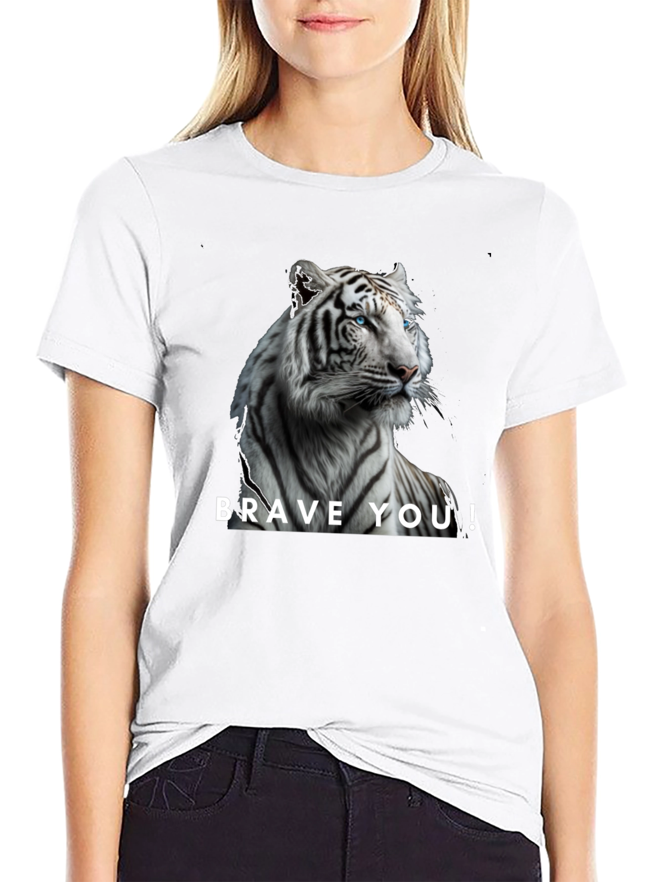 Brave You! White Tiger Graphic Tee