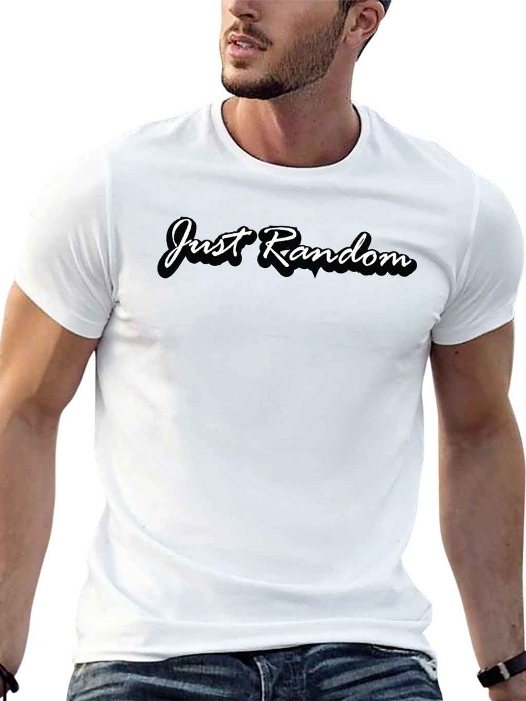 Just Random Black Graphic Tee - Casual Style
