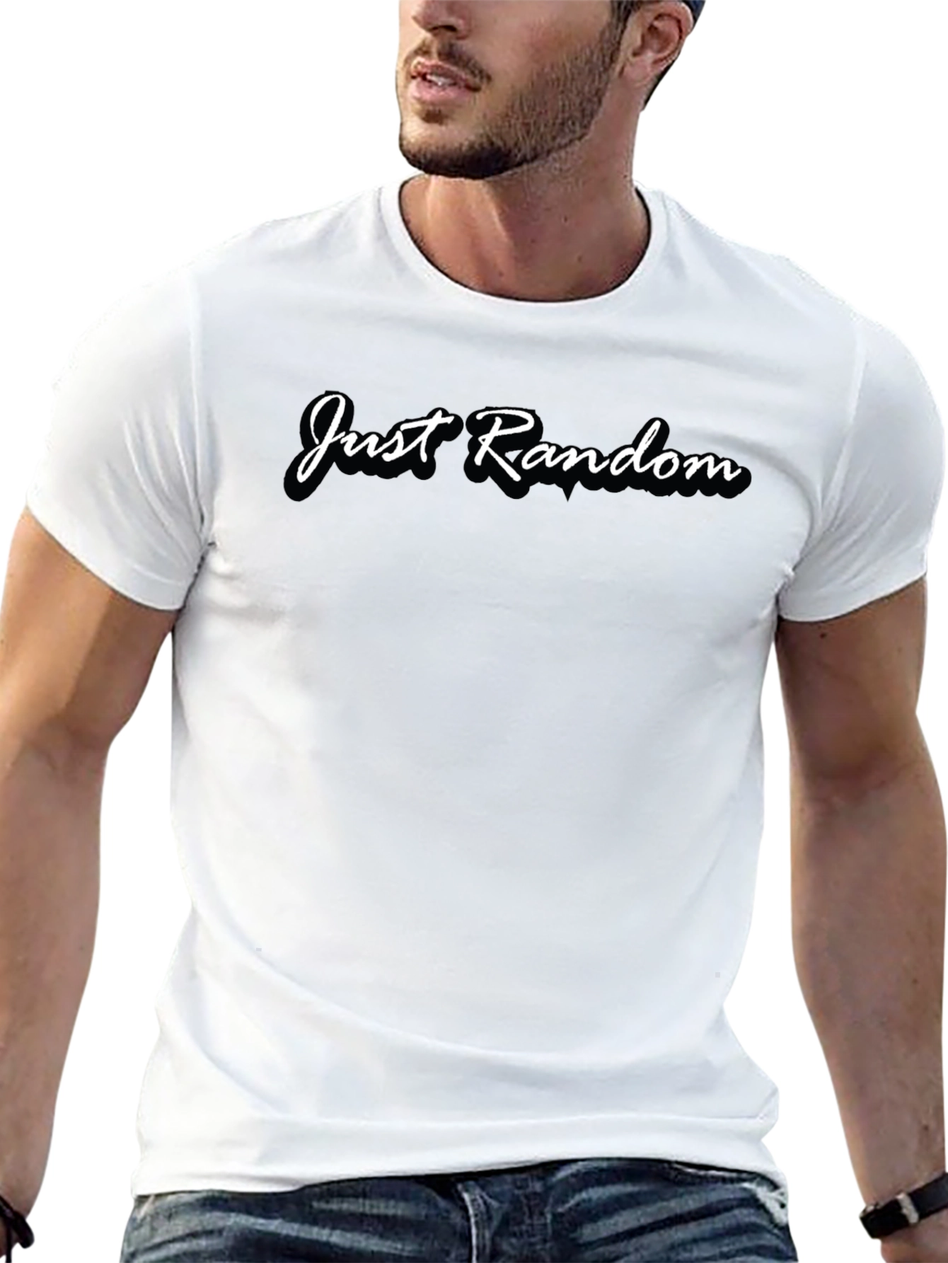 Just Random Black Graphic Tee - Casual Style