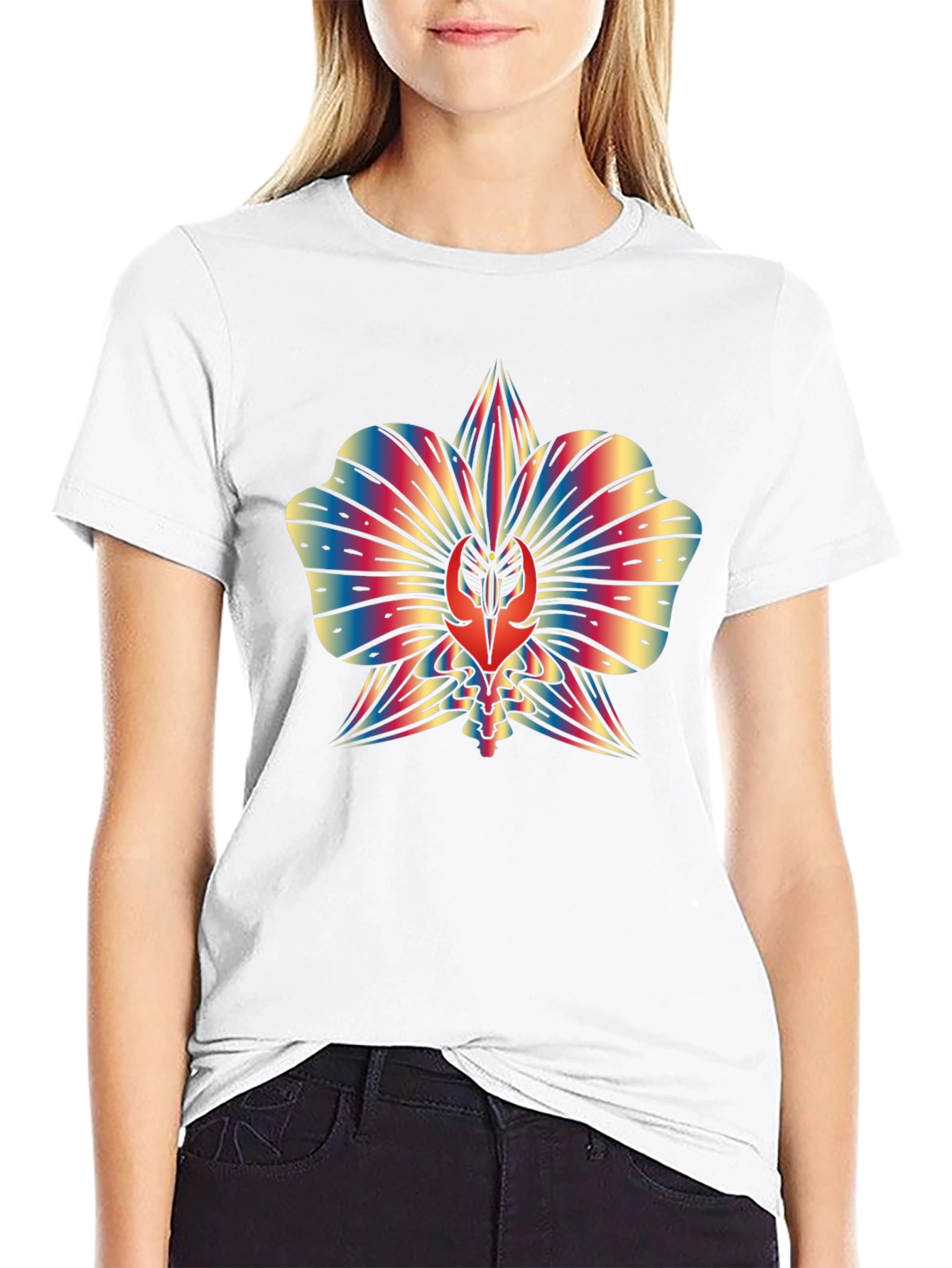 Rainbow Orchid Graphic Tee - Unique Mens T-Shirt