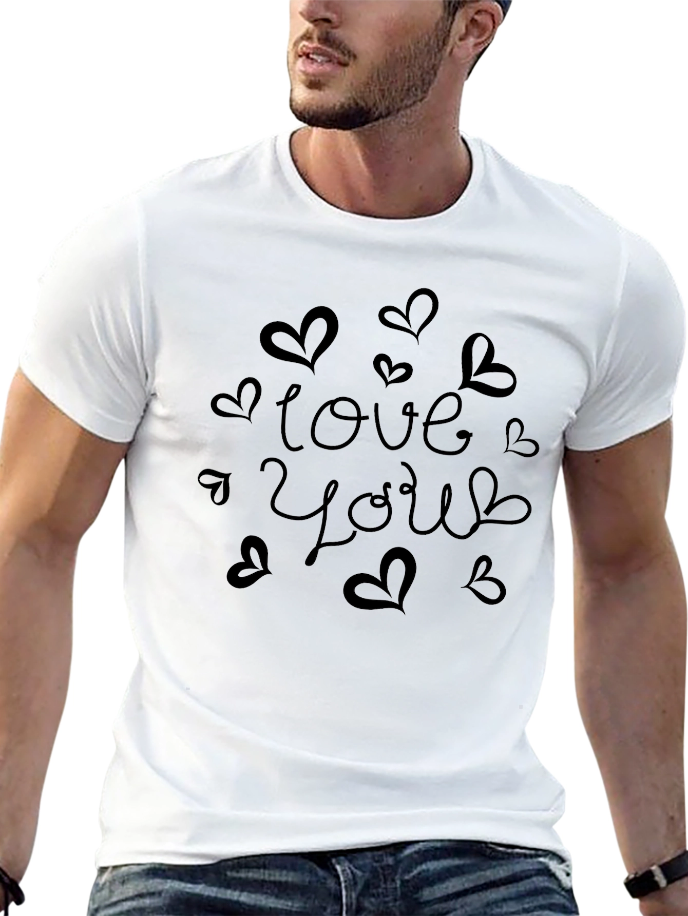 Love You Graphic Tee - Black Cotton Blend