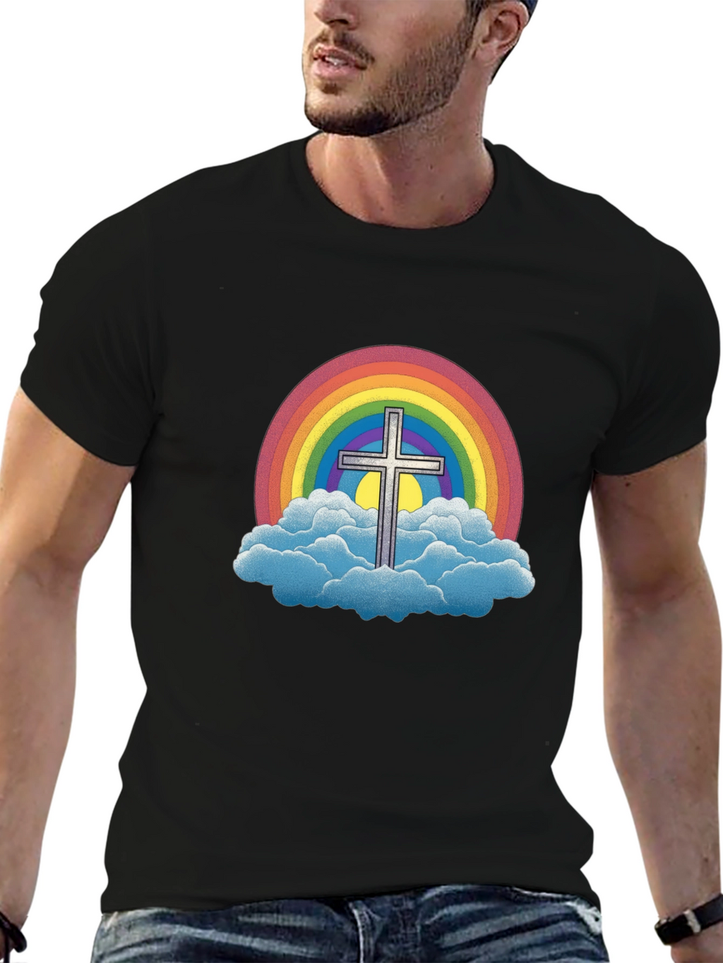 Rainbow Cross Graphic Tee - Classic Fit