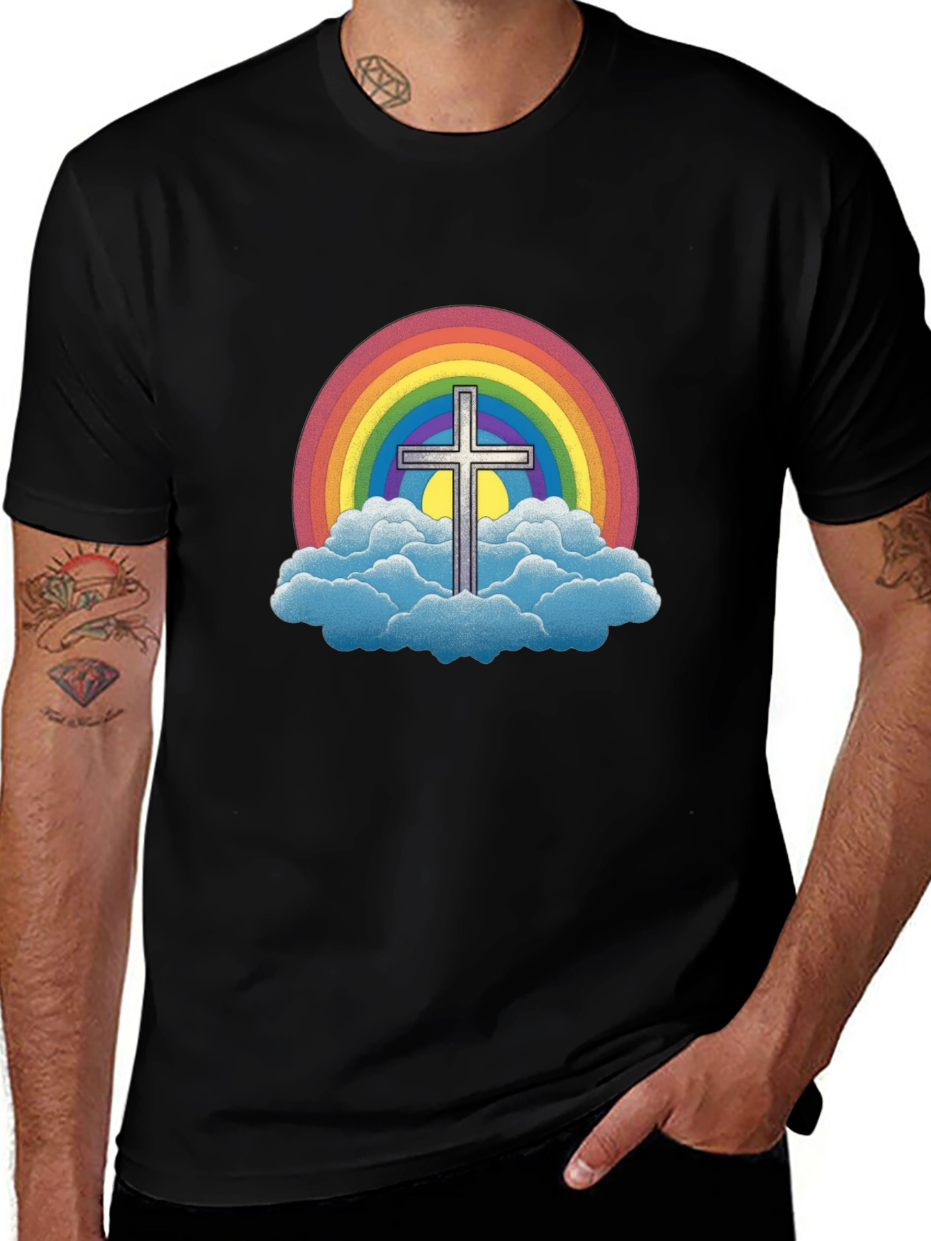 Rainbow Cross Graphic Tee - Classic Fit