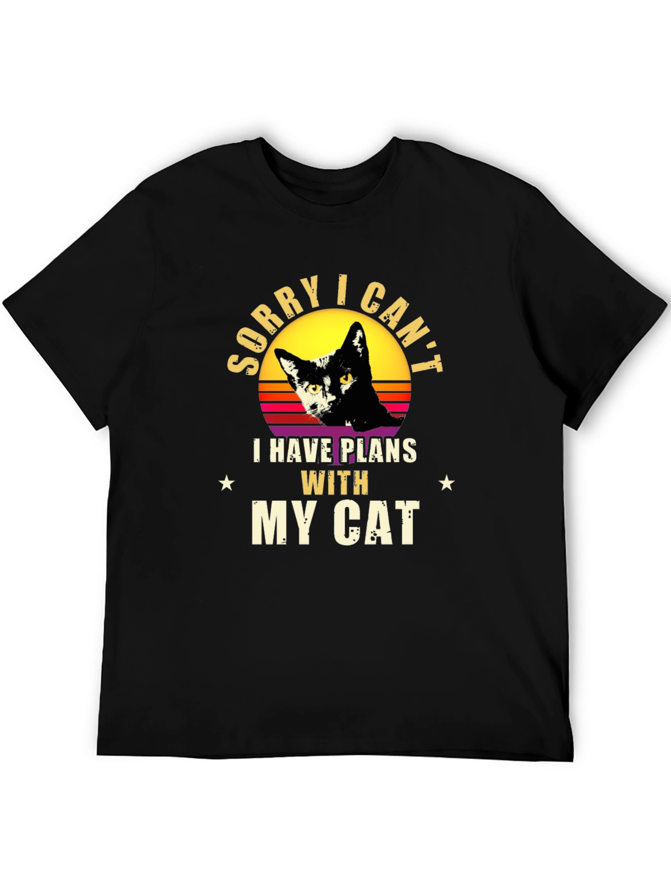 Sorry I Cant - Black Cat Graphic T-Shirt
