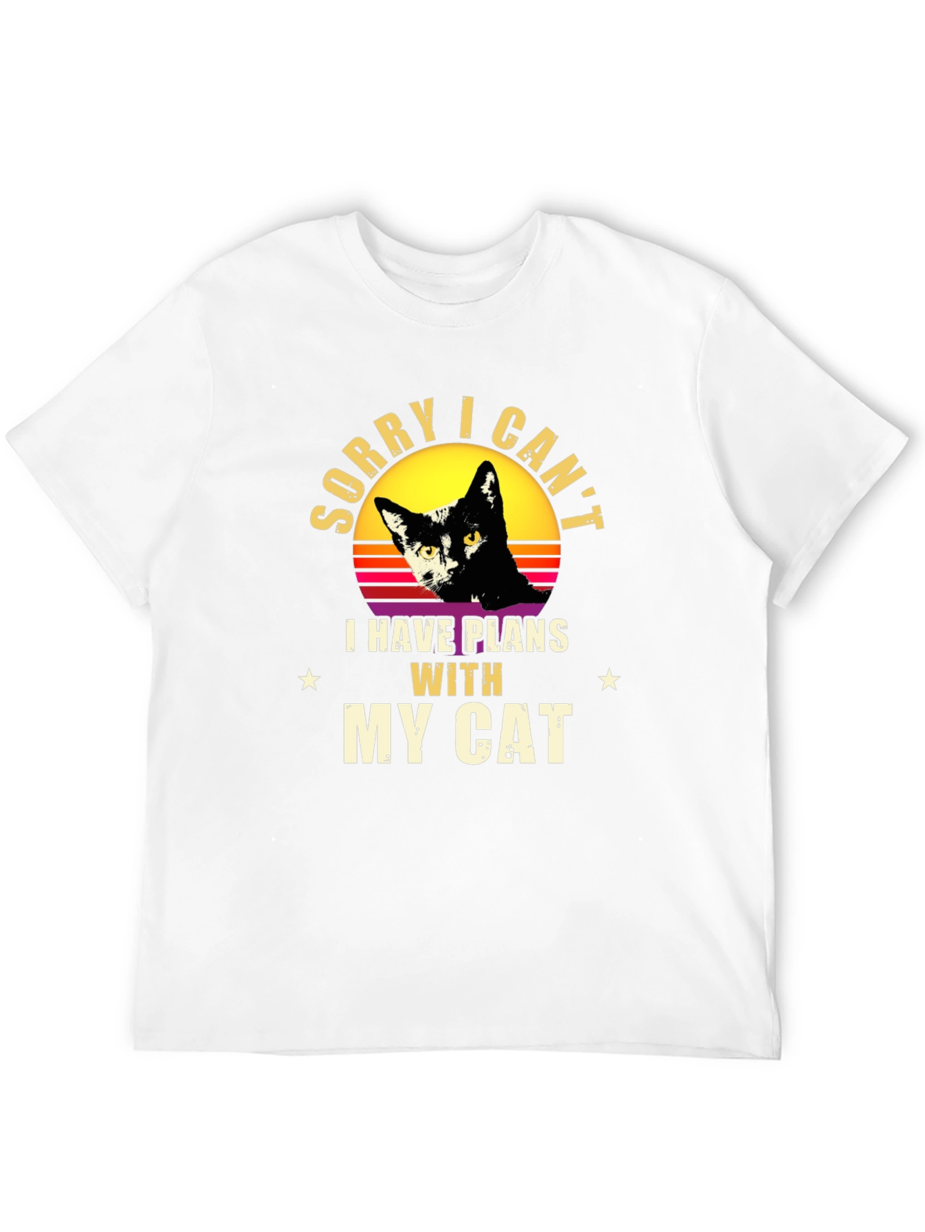 Sorry I Cant - Black Cat Graphic T-Shirt