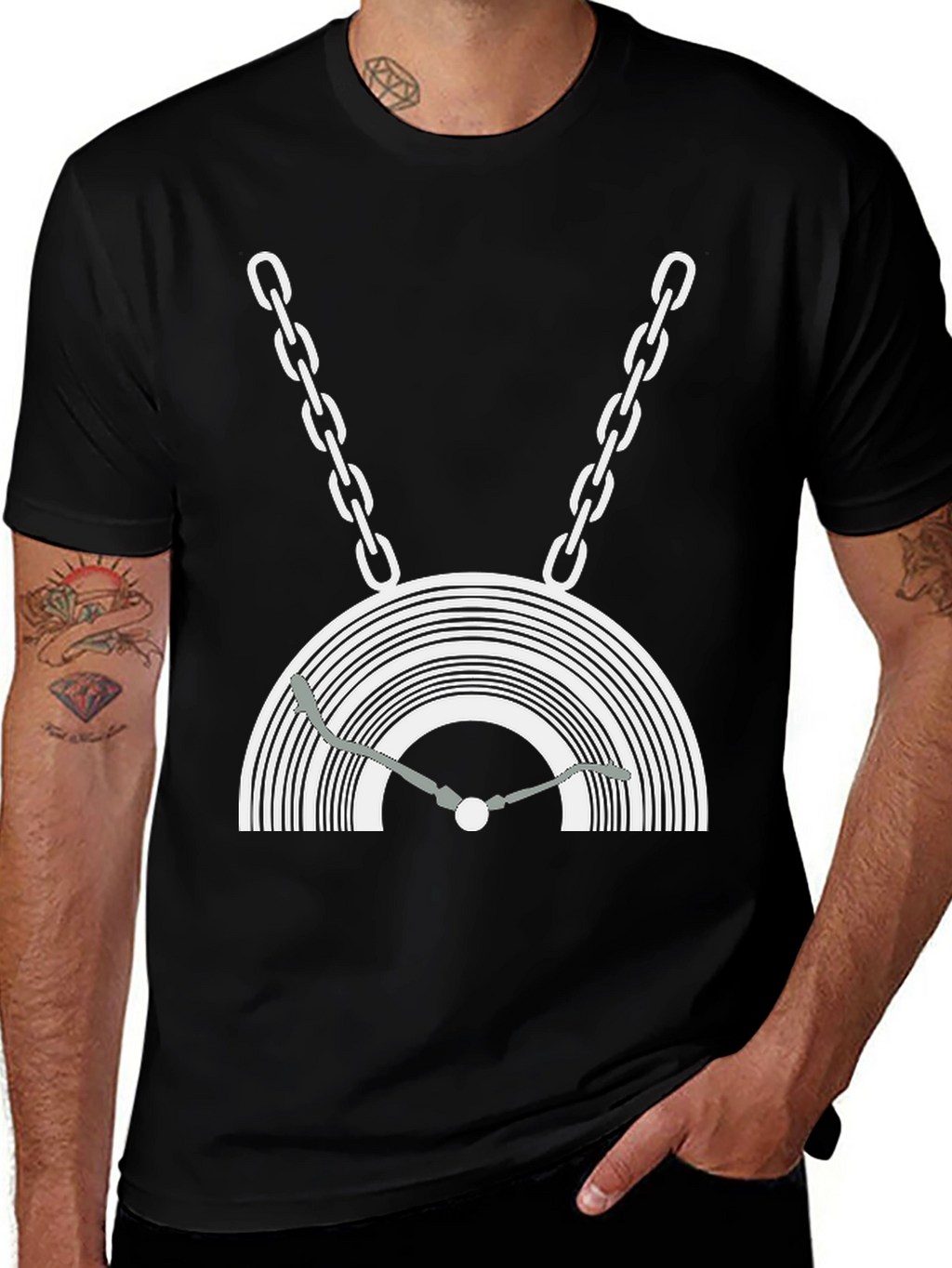 DJ Turntable Graphic Tee - Black Cotton Blend