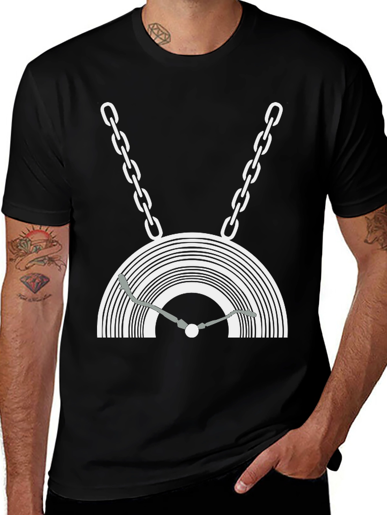 DJ Turntable Graphic Tee - Black Cotton Blend