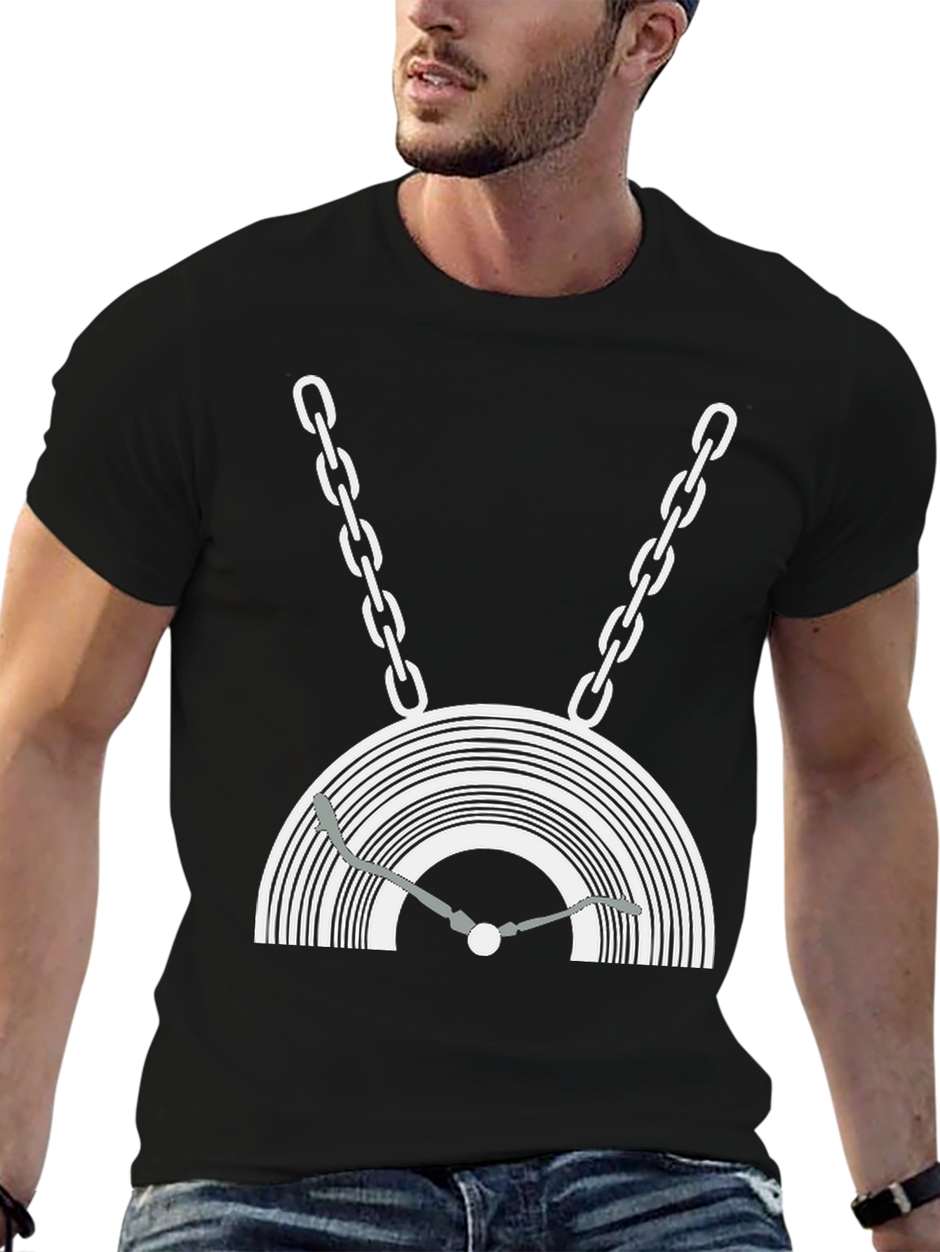DJ Turntable Graphic Tee - Black Cotton Blend