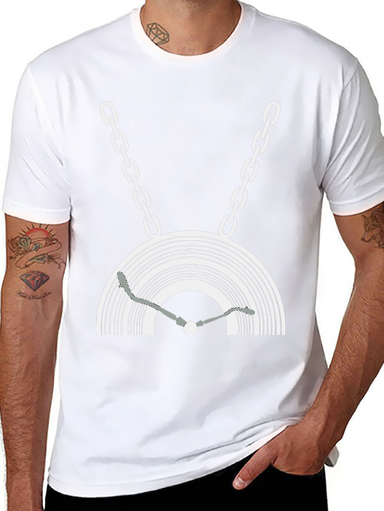 DJ Turntable Graphic Tee - Black Cotton Blend