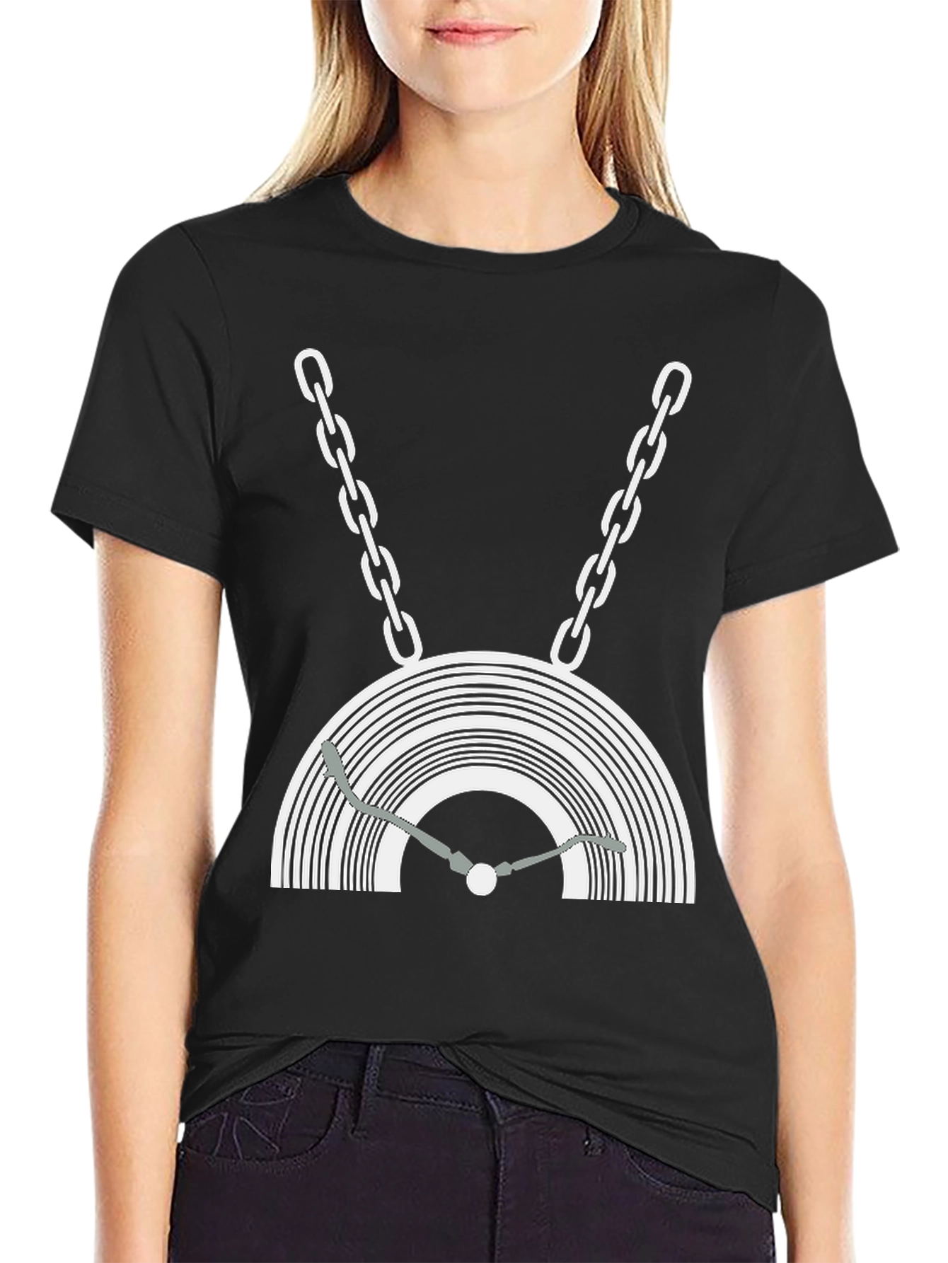 DJ Turntable Graphic Tee - Black Cotton Blend