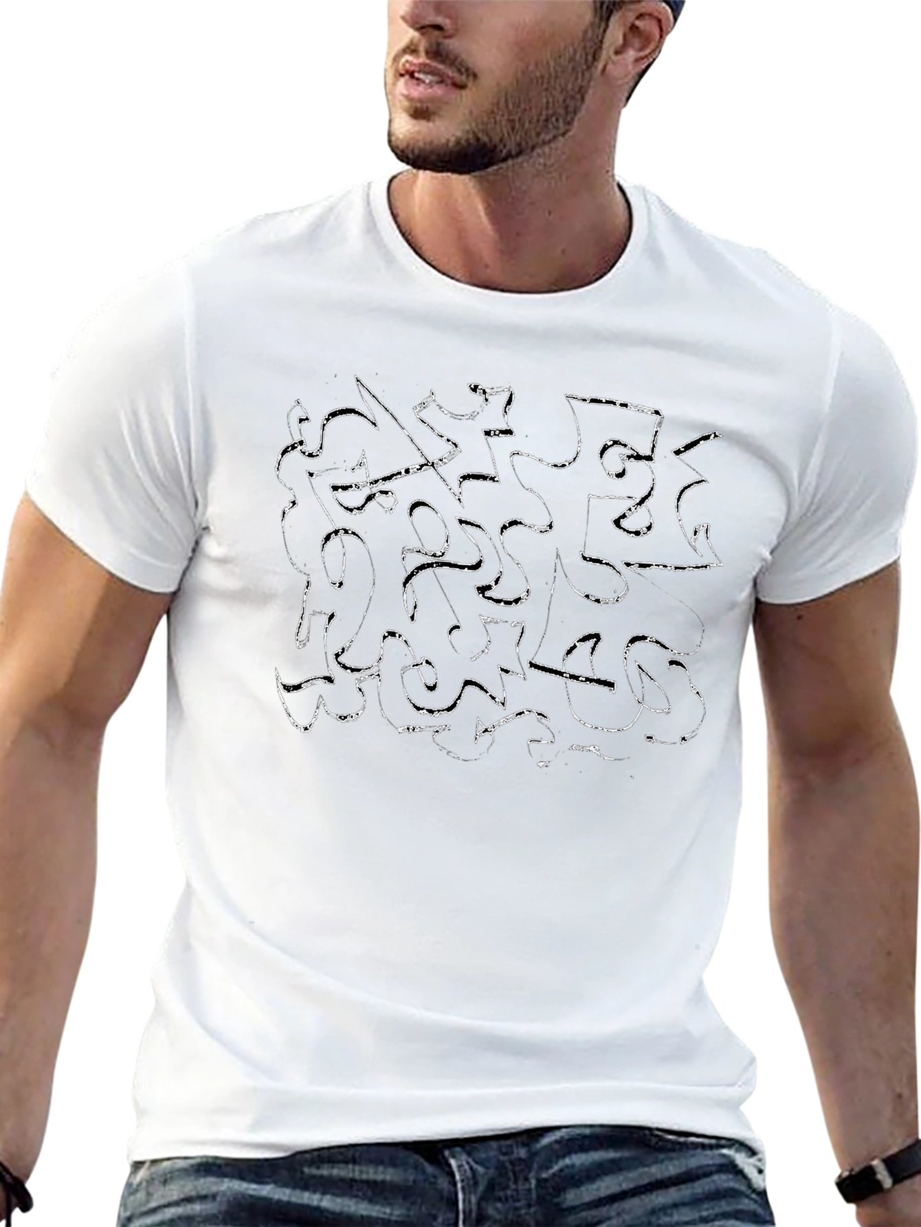 Abstract Scribble Graphic Black T-Shirt