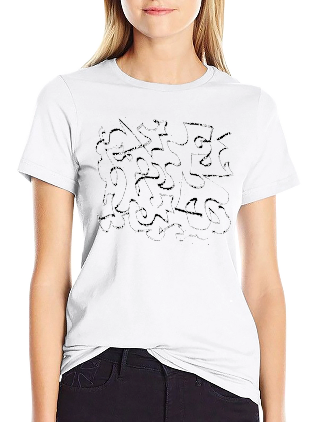 Abstract Scribble Graphic Black T-Shirt