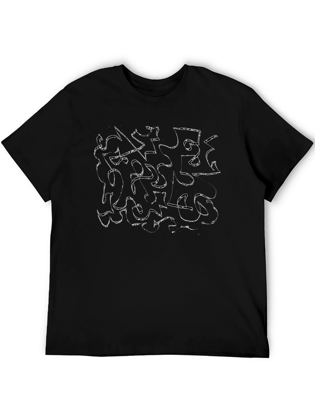 Abstract Scribble Graphic Black T-Shirt