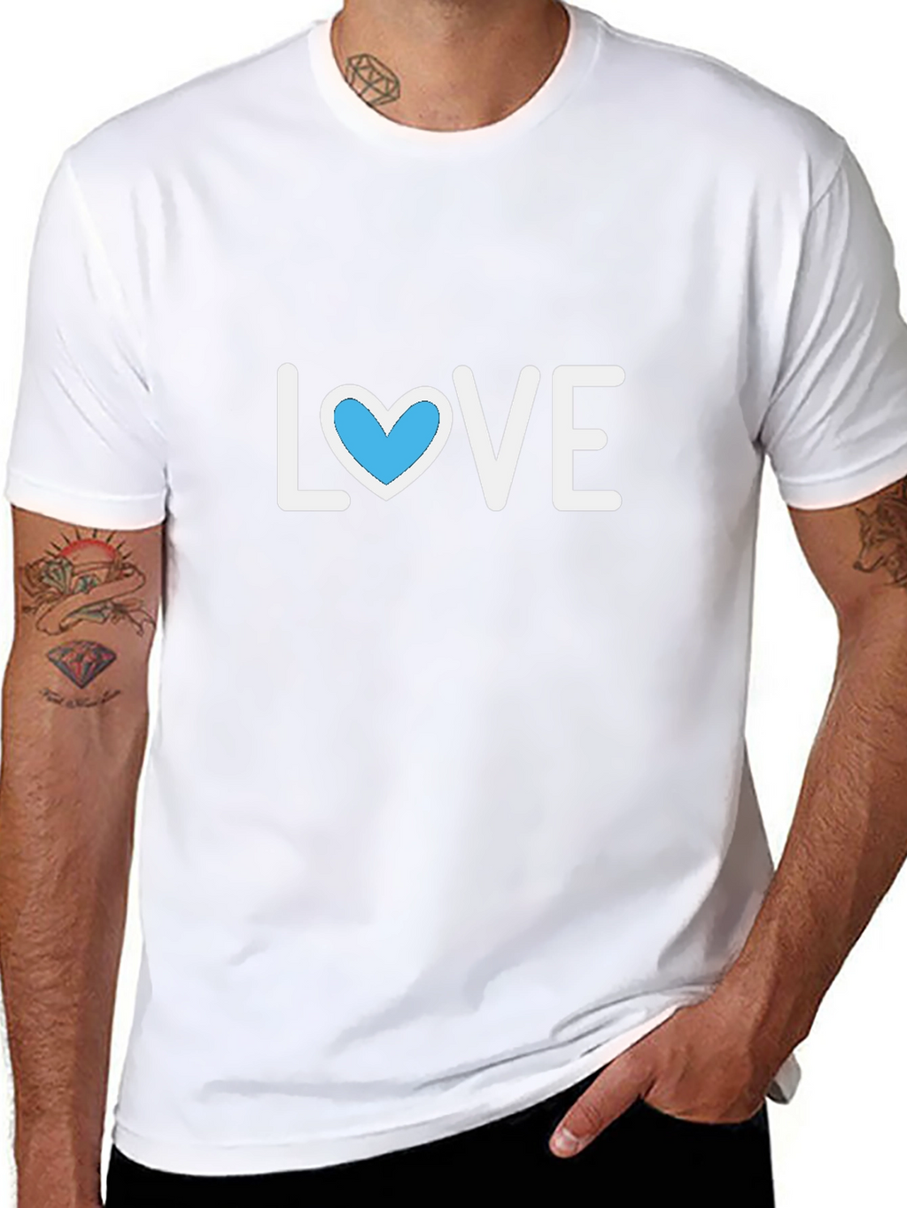 Love Heart Graphic Print Mens Black T-Shirt