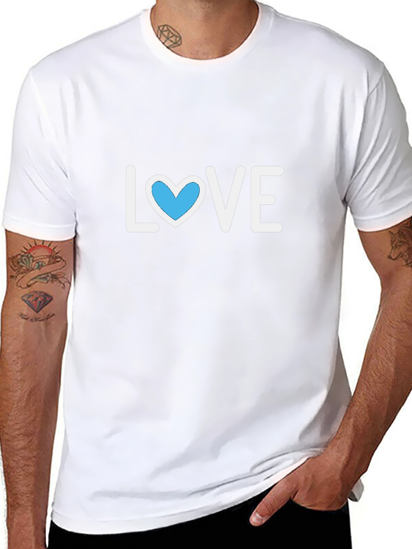 Love Heart Graphic Print Mens Black T-Shirt