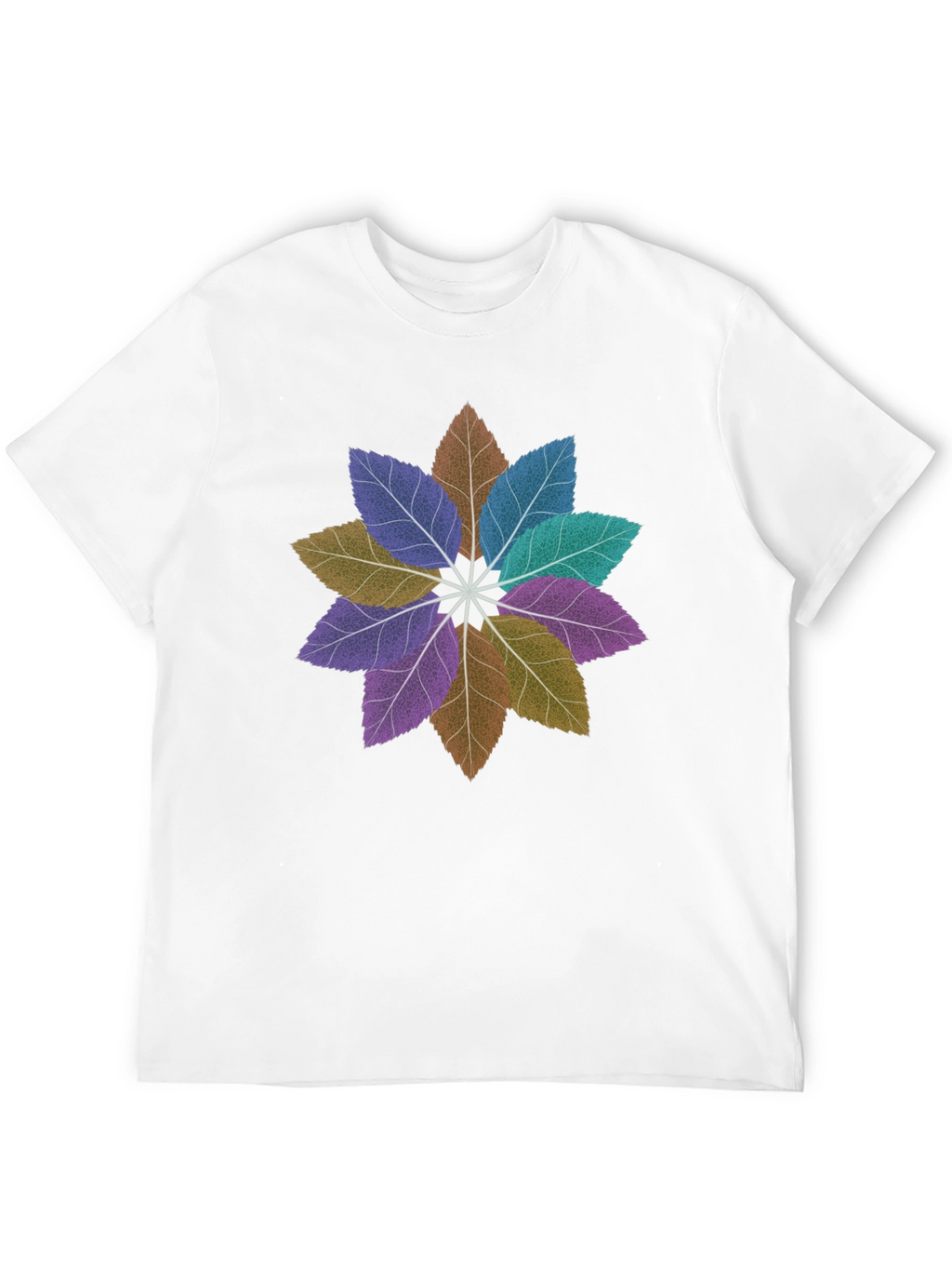 Floral Leaves Mandala Black T-Shirt
