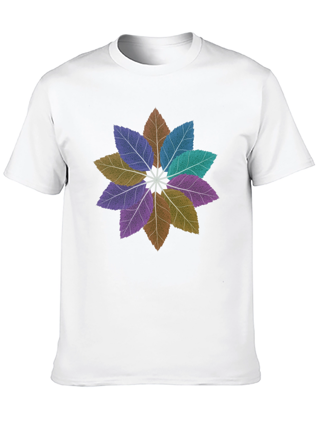 Floral Leaves Mandala Black T-Shirt