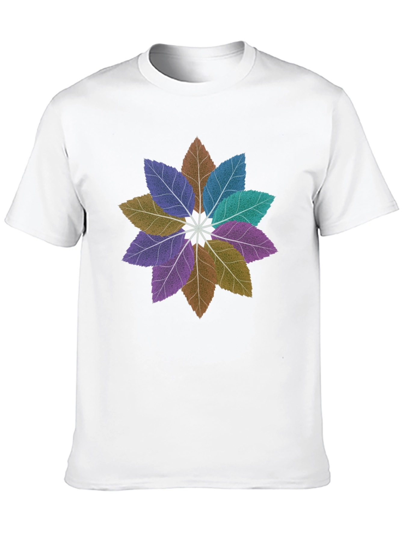 Floral Leaves Mandala Black T-Shirt