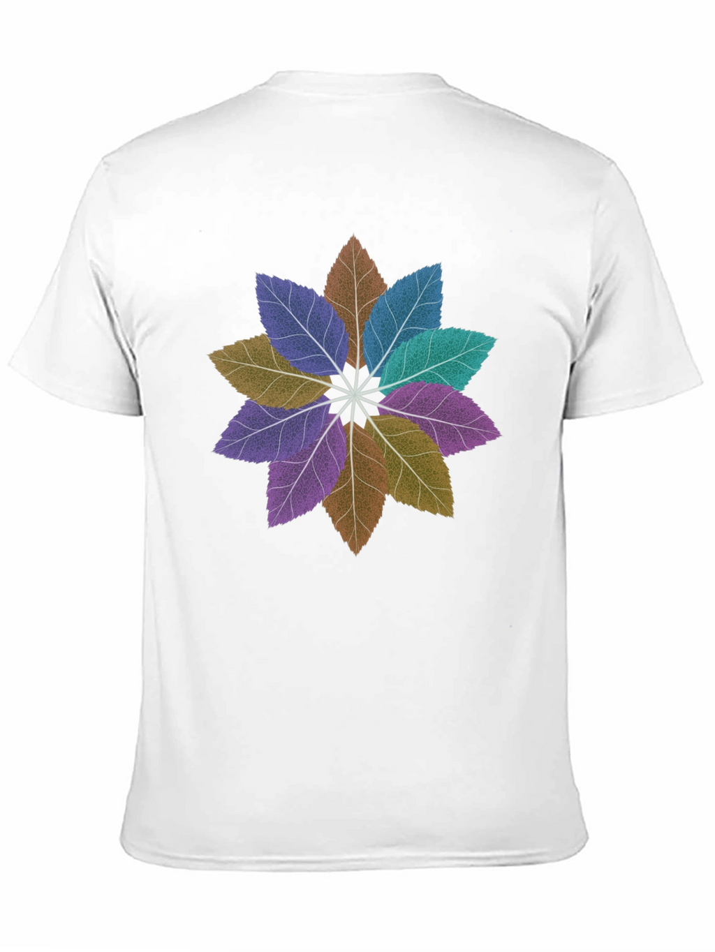Floral Leaves Mandala Black T-Shirt